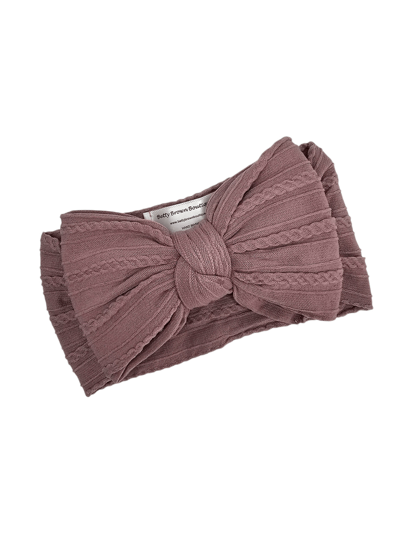 Mauve Larger Bow Cable Knit Headwrap - Betty Brown Boutique Ltd