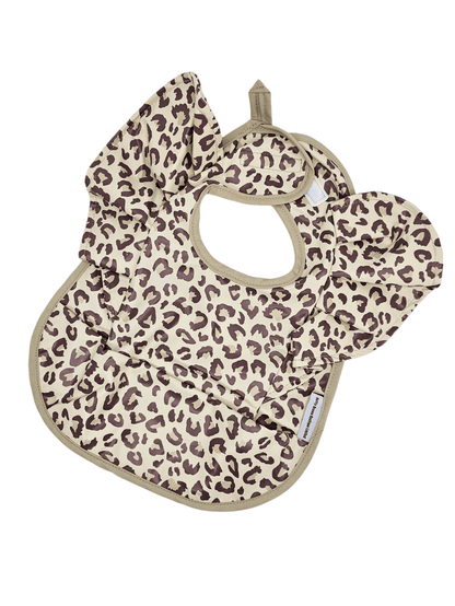 Leopard Print Frill Detailed Waterproof Bib - Betty Brown Boutique Ltd