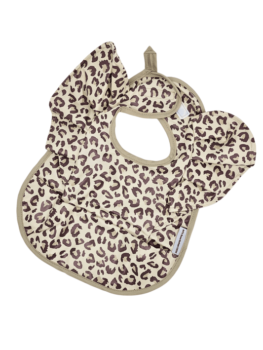 Leopard Print Frill Detail Waterproof Bib