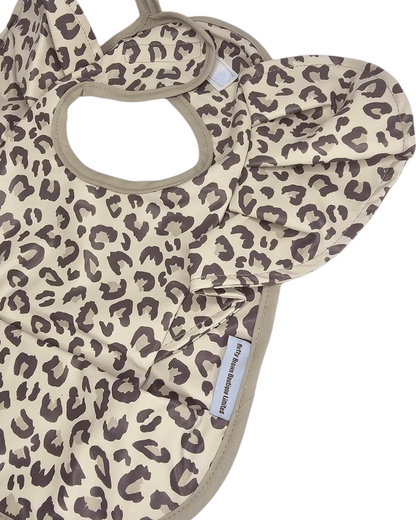 Leopard Print Frill Detail Waterproof Bib