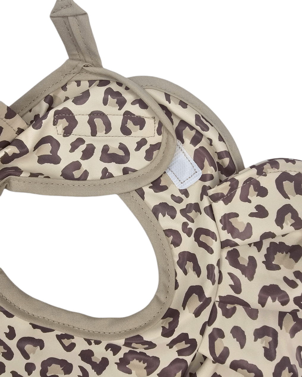 Leopard Print Frill Detail Waterproof Bib