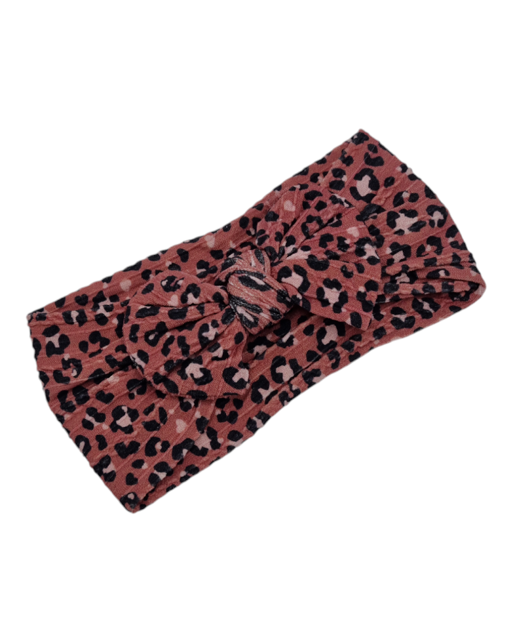 Adult Size - Rust Leopard  Cable Knit Bow Headwrap