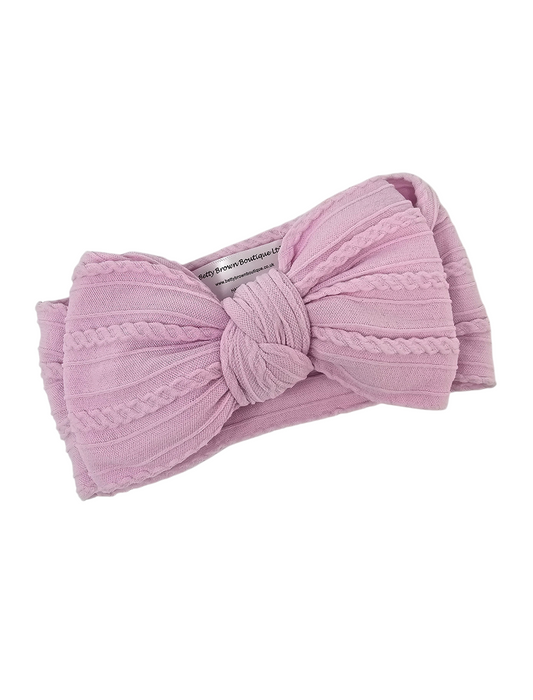 Candyfloss Pink Larger Bow Cable Knit Headwrap