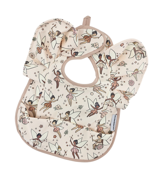 Pink Fairy Print Frill Detailed Waterproof Bib