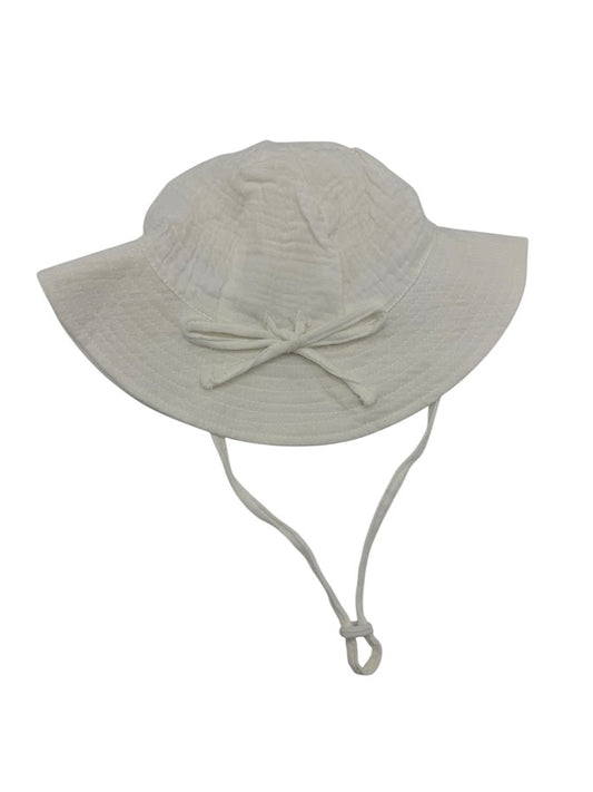White Adjustable Sun Hat With Bow