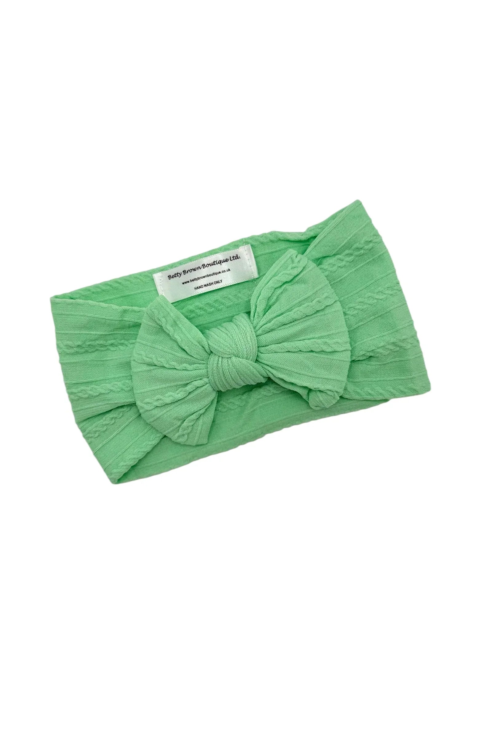 Apple Green Smaller Bow Headband For Newborn Babies to Age 3 - Image 1