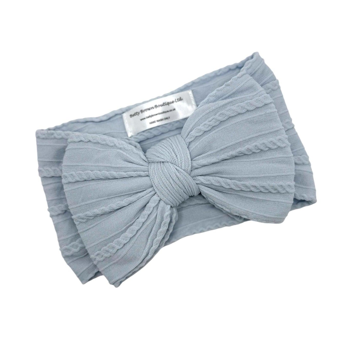Baby Blue Larger Bow Headband Suitable For Newborns to Age 3 - Image 2