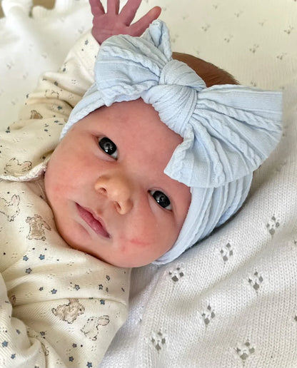 Baby Blue Smaller Bow Headband Designed For Babies - Image 1