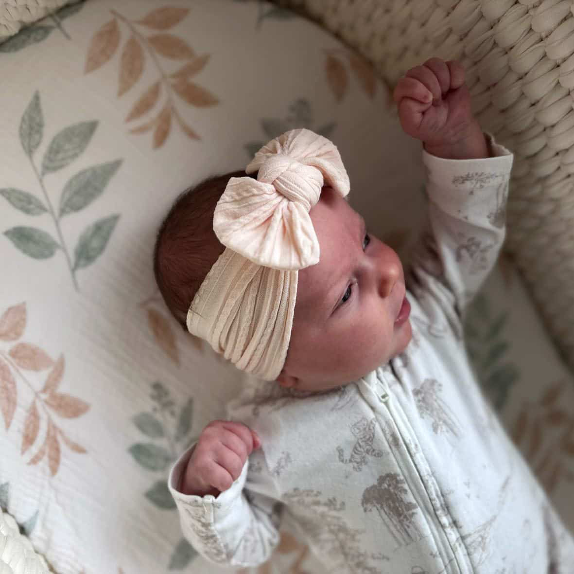 Petal Pink Smaller Bow Headband For Girls From Newborn - Image 1