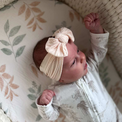Petal Pink Smaller Bow Headband For Girls From Newborn - Image 1