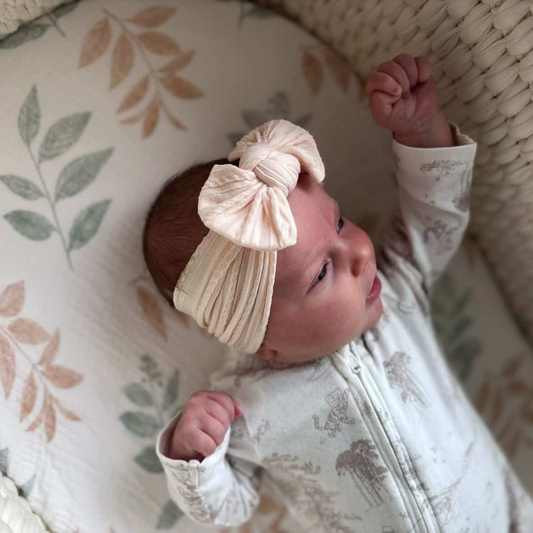 Petal Pink Smaller Bow Headband For Girls From Newborn - Image 1
