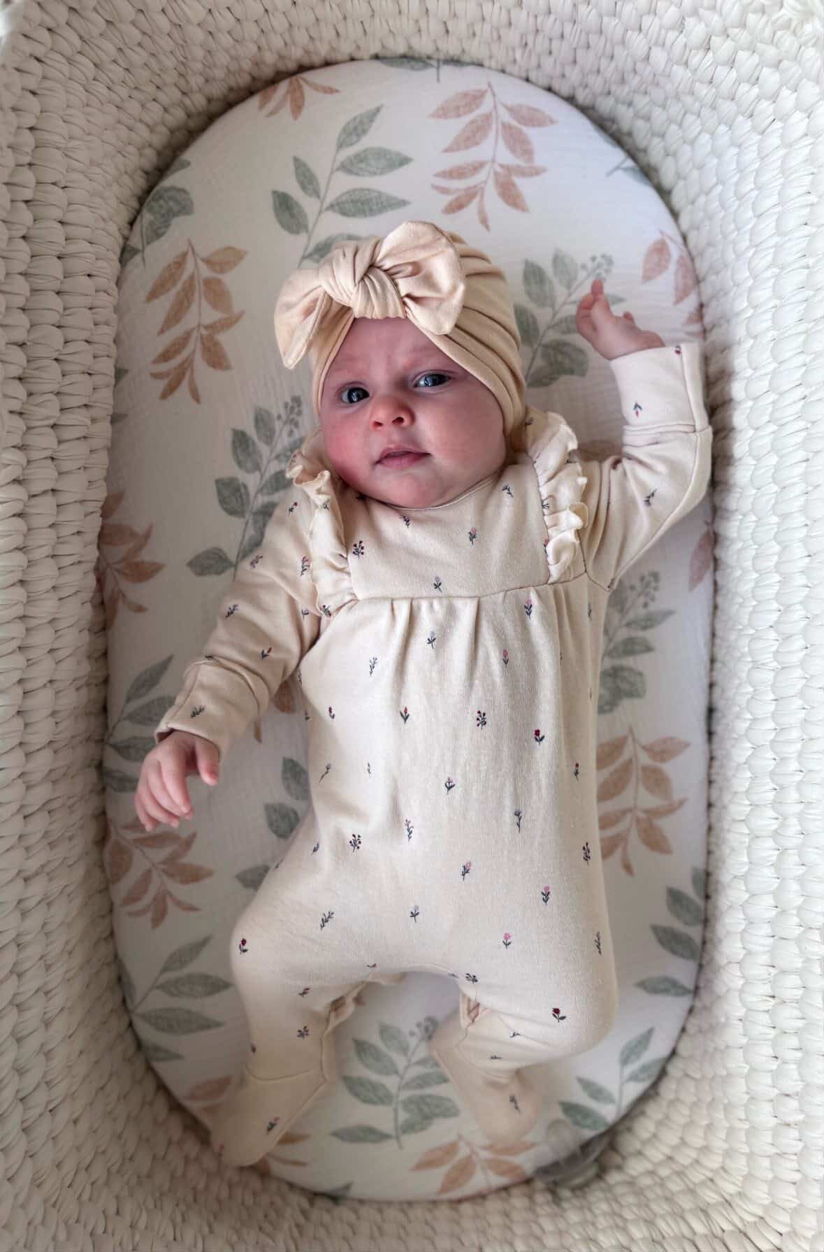 Beige Bow Turban Hat For Babies From Newborn to 6 Months - Image 3