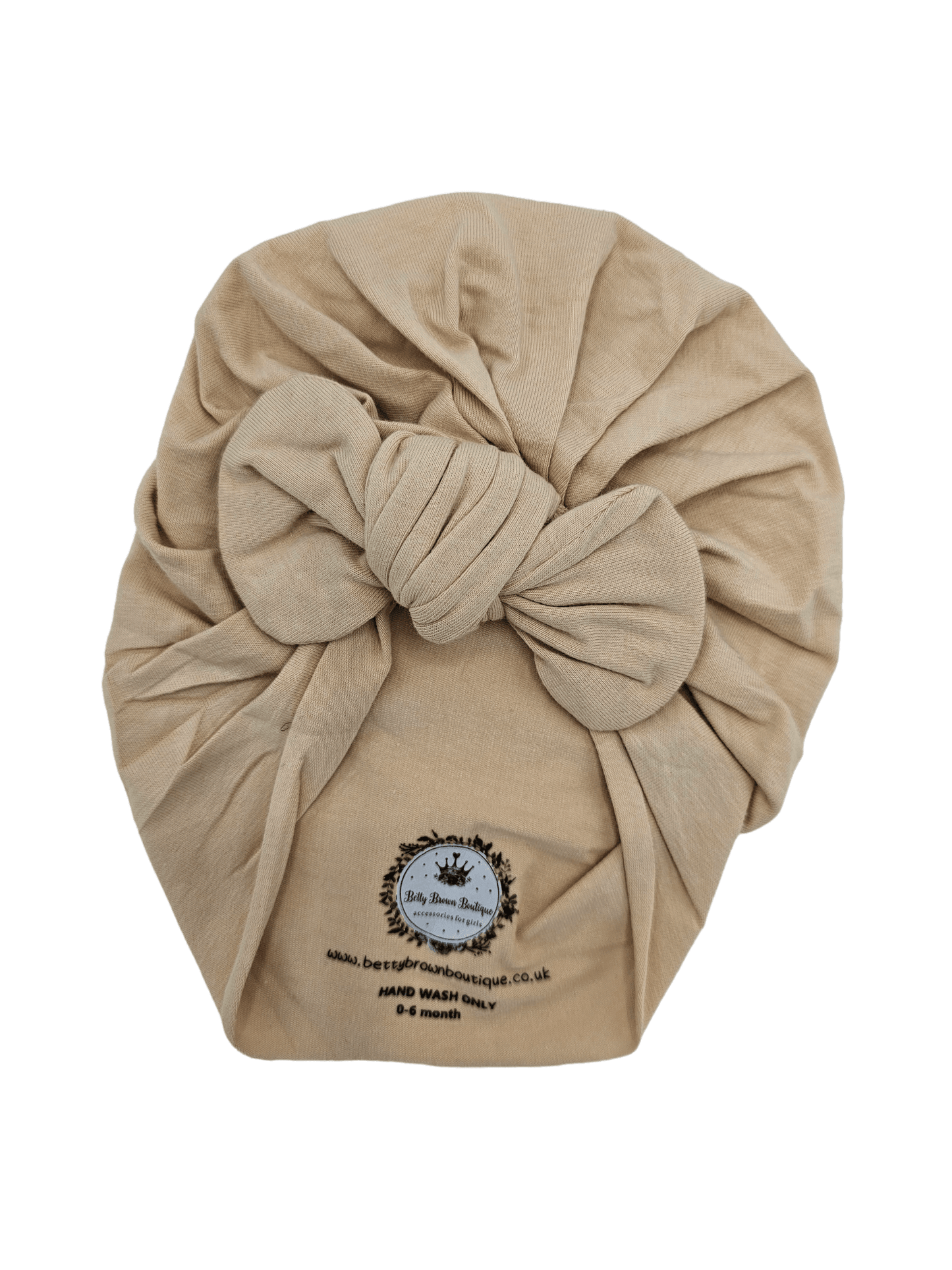 Beige Bow Turban Hat For Babies From Newborn to 6 Months - Image 3