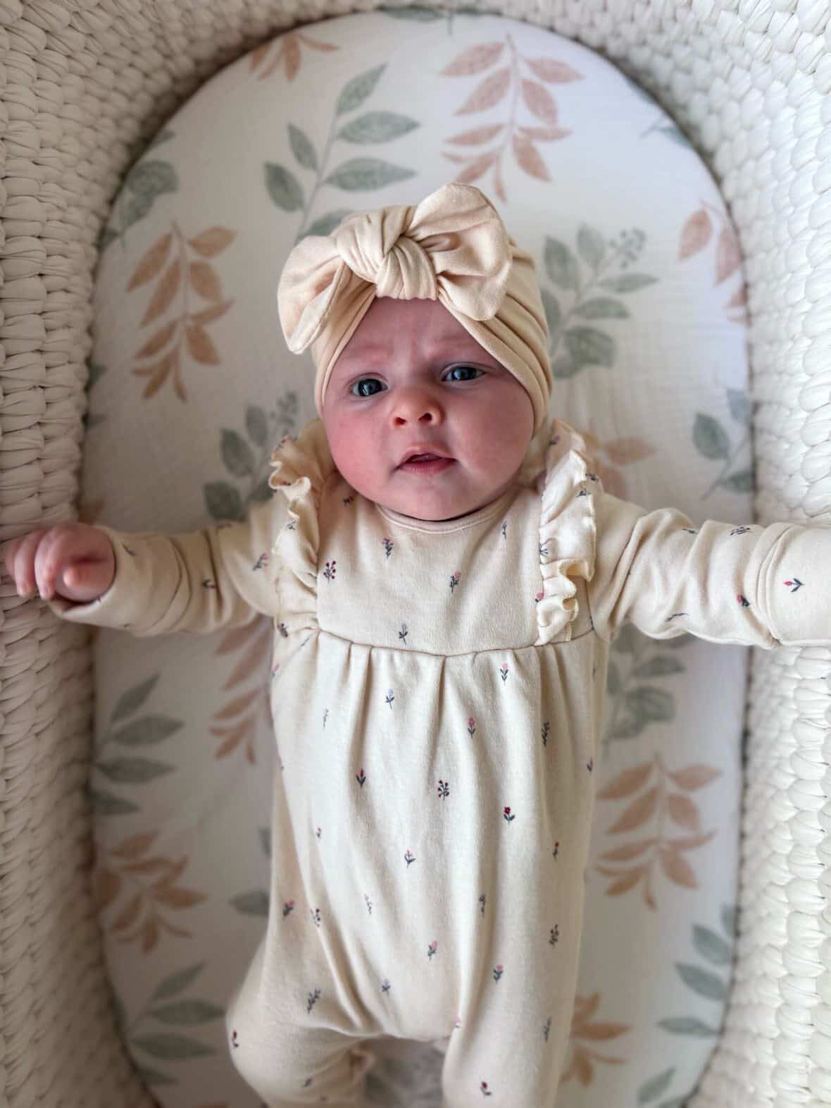 Beige Bow Turban Hat For Babies From Newborn to 6 Months - Image 4