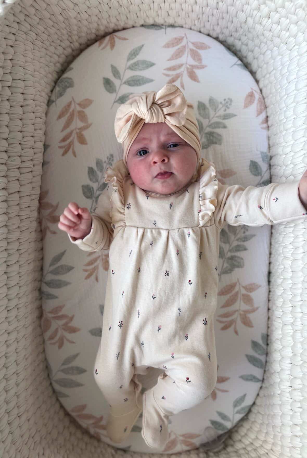 Beige Bow Turban Hat For Babies From Newborn to 6 Months - Image 5