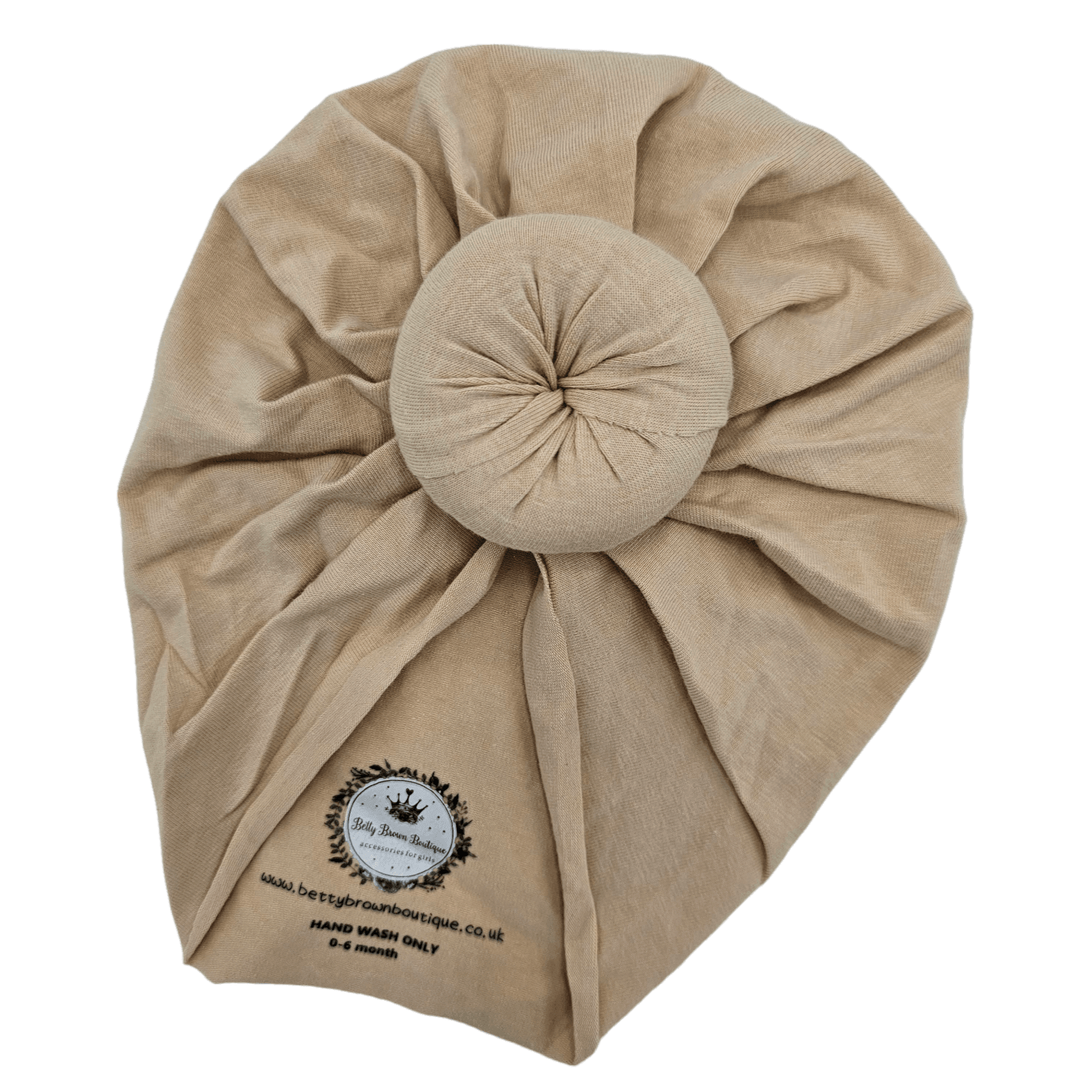 Beige Turban Hat with Donut Design For Newborn to 6 Months - Image 2