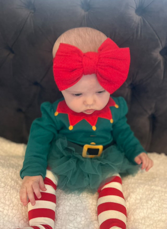 Berry Red Larger Bow Headband For Girls From Newborn to Age 3 - Image 1