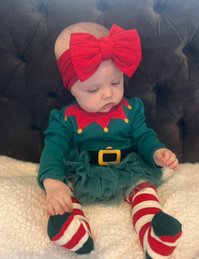 Berry Red Larger Bow Headband For Girls From Newborn to Age 3 - Image 2