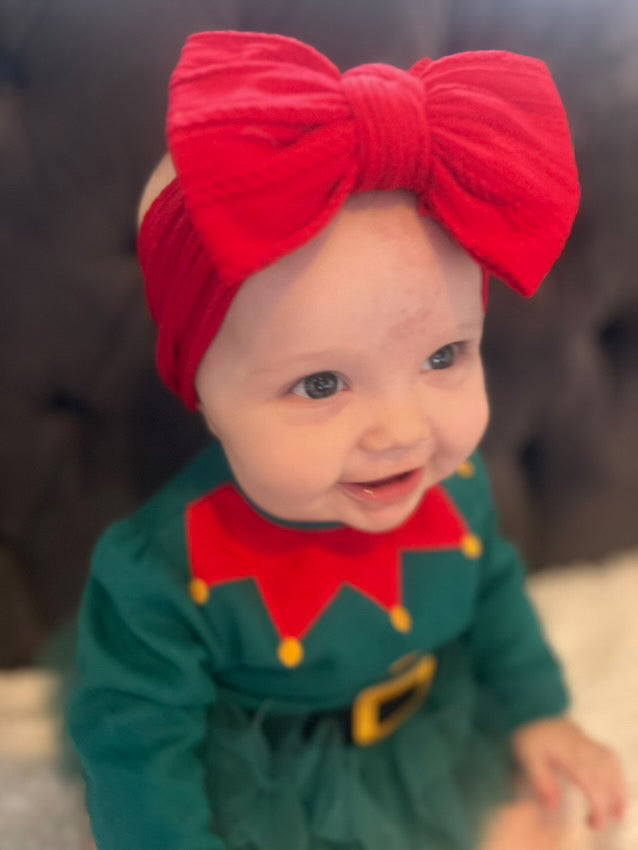 Berry Red Larger Bow Headband For Girls From Newborn to Age 3 - Image 5