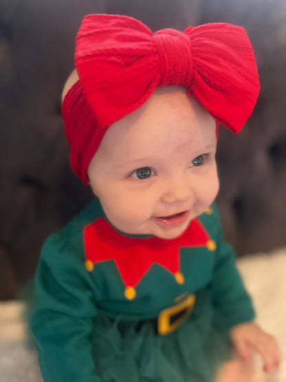 Berry Red Larger Bow Headband For Girls From Newborn to Age 3 - Image 5