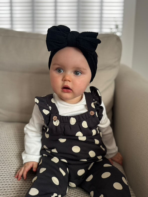 Black Larger Bow Headband Perfect For Newborns to Age 3 - Image 4