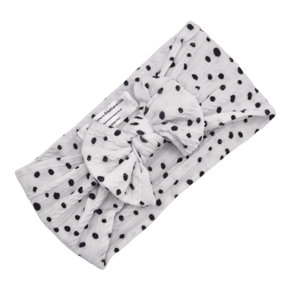 Black & White Dalmatian Bow Headband For 8 Years Old to Adults - Image 1