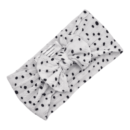 Black & White Dalmatian Bow Headband For 8 Years Old to Adults - Image 1