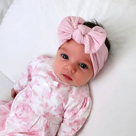 Blush Pink Smaller Bow Headband Designed For Baby Girls - Image 1