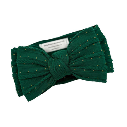 Christmas Bottle Green Gold Spot Larger Bow Headband For Babies  - Image 3
