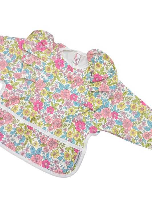 Bright Floral Waterproof Bib with Sleeves For 6-18 Months - Image 1
