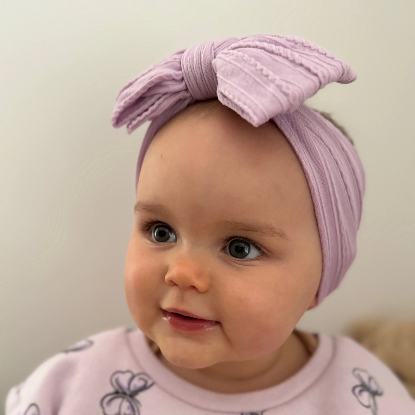 Bright lilac larger Bow Headband Made For Baby Girls - Image 1
