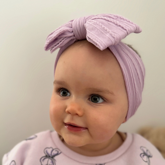 Bright lilac larger Bow Headband Made For Baby Girls - Image 1