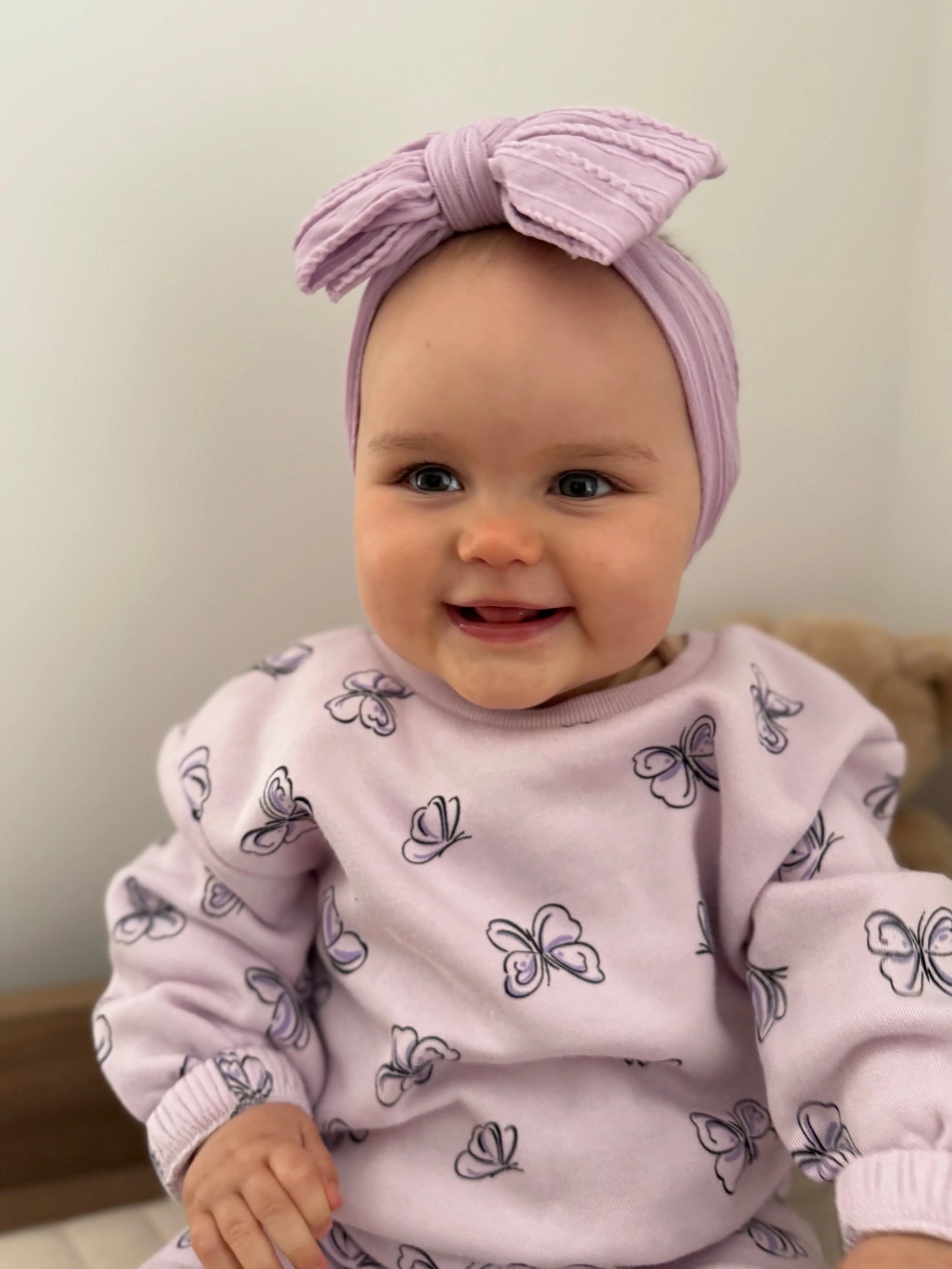 Bright lilac larger Bow Headband Made For Baby Girls - Image 4