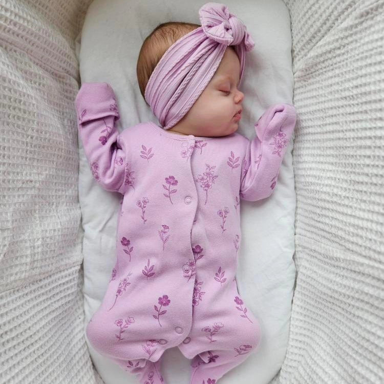 Bright Lilac Smaller Bow Headband For Newborns to 3 Years Old - Image 2