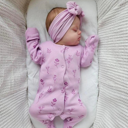 Bright Lilac Smaller Bow Headband For Newborns to 3 Years Old - Image 2