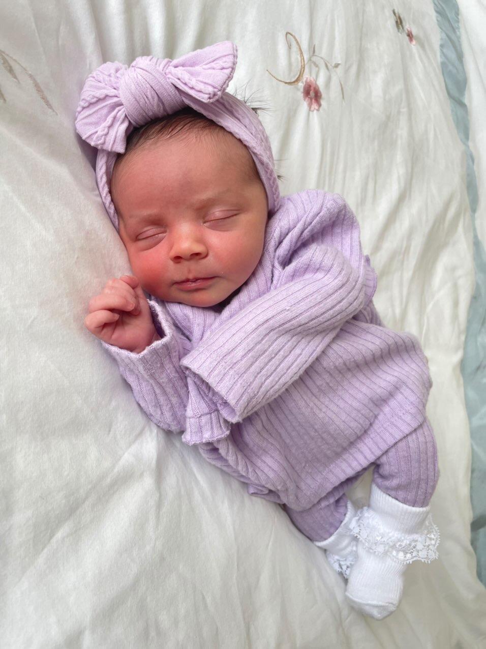 Bright Lilac Smaller Bow Headband For Newborns to 3 Years Old - Image 3