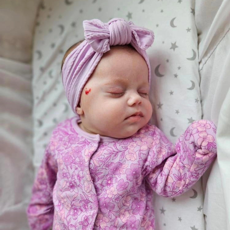 Bright Lilac Smaller Bow Headband For Newborns to 3 Years Old - Image 5