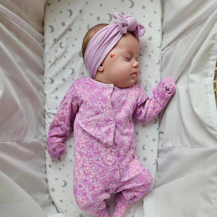 Bright Lilac Smaller Bow Headband For Newborns to 3 Years Old - Image 6