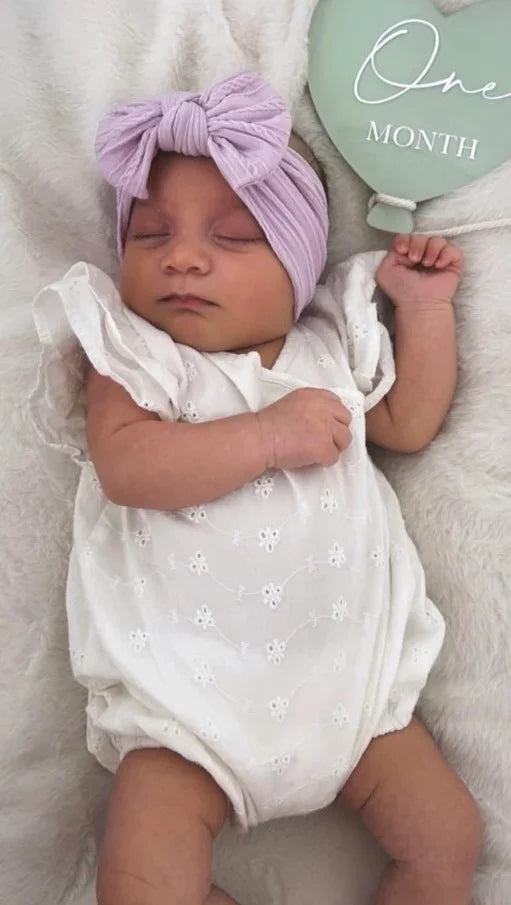 Bright Lilac Smaller Bow Headband For Newborns to 3 Years Old - Image 7