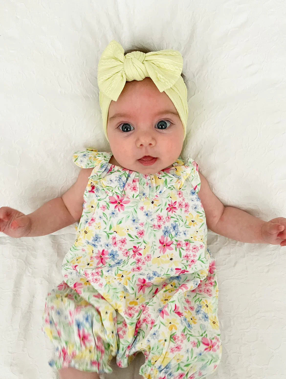 Bright Lime Smaller Bow Headband For Babies to 3 Years Old - Image 1