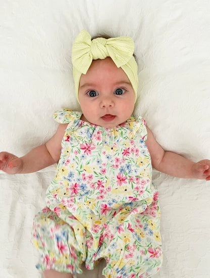 Bright Lime Smaller Bow Headband For Babies to 3 Years Old - Image 1