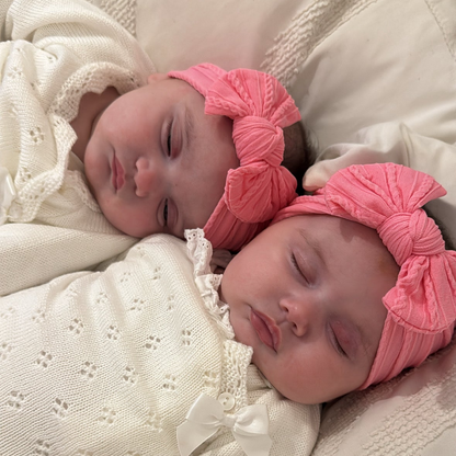 Bright Pink Smaller Bow Headband For Newborn Babies to Age 3 - Image 1