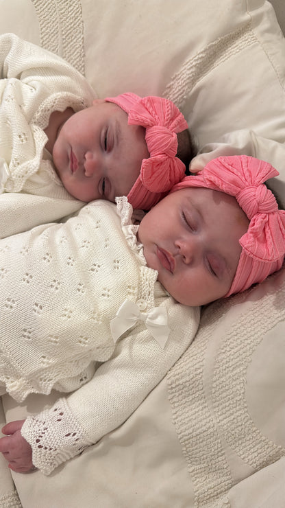 Bright Pink Smaller Bow Headband For Newborn Babies to Age 3 - Image 3
