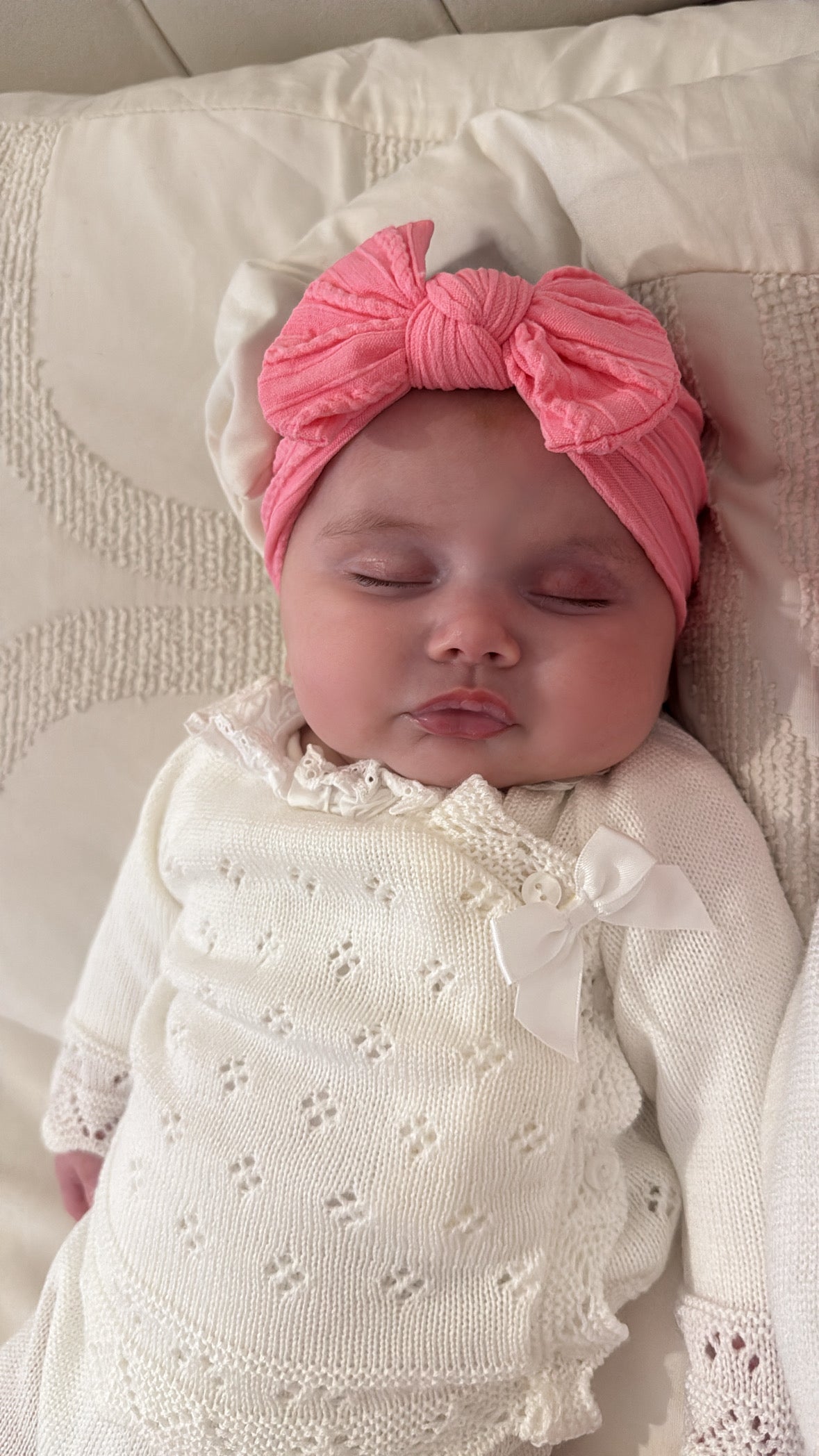 Bright Pink Smaller Bow Headband For Newborn Babies to Age 3 - Image 4