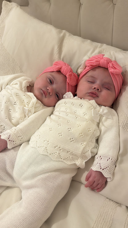 Bright Pink Smaller Bow Headband For Newborn Babies to Age 3 - Image 6