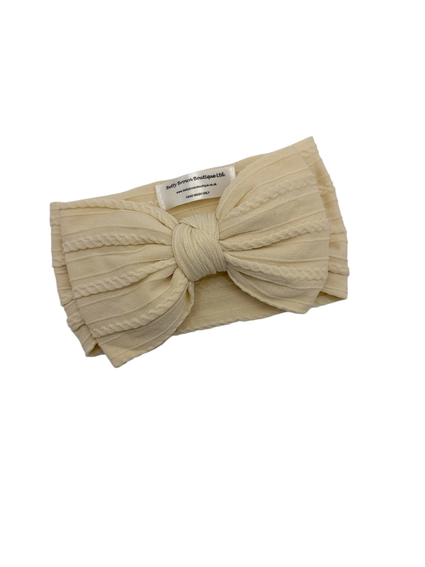 Buttermilk Beige Larger Bow Headband For Girls From Newborn - Image 2