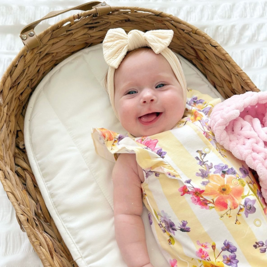 Buttermilk Beige Smaller Bow Headband For Babies From Newborn - Image 1