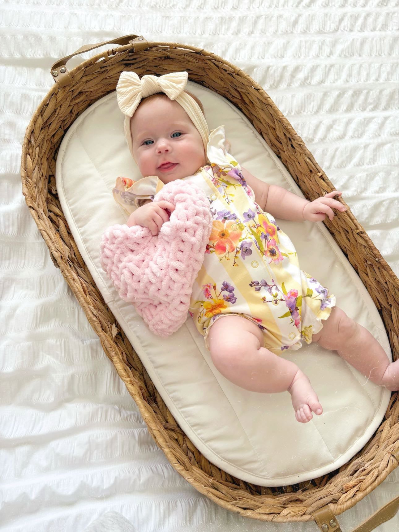 Buttermilk Beige Smaller Bow Headband For Babies From Newborn - Image 4