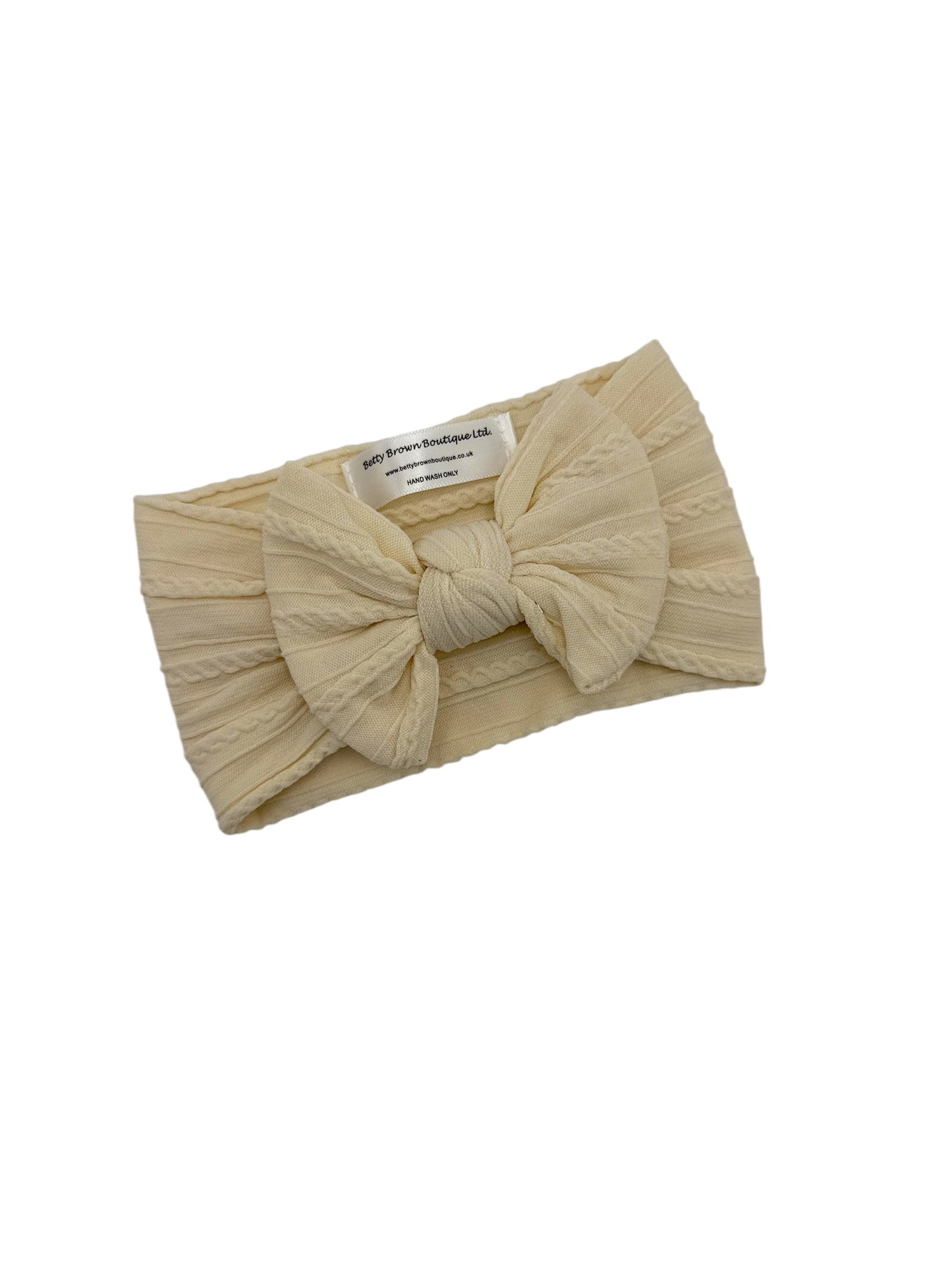 Buttermilk Beige Smaller Bow Headband For Babies From Newborn - Image 1