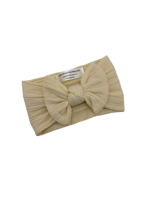 Buttermilk Beige Smaller Bow Headband For Babies From Newborn - Image 1